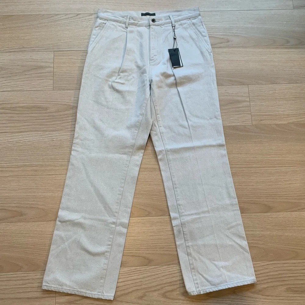 John Vavatos Relaxed Fit Ely Pleated Twill Jeans 100% Cotton White NWT Size 31